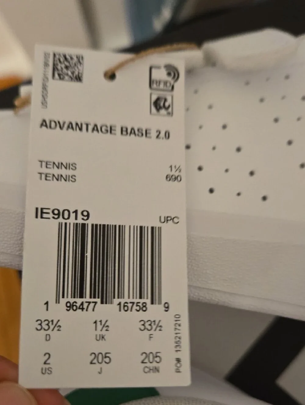 adidas Kids White Sneakers with Green Heel Tab and Velcro Straps